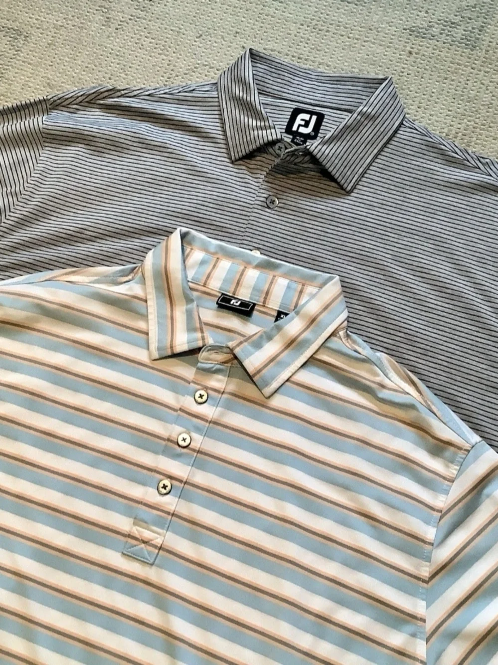 Pair of FootJoy Stripped Collared Golf Polo Shirts Men’s XL EUC - Picture 3 of 6